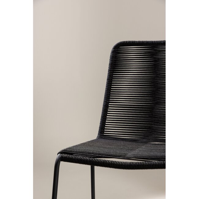 Gartenstuhl Lindos Schwarz – moderner Outdoor-Stuhl mit Rope-Design