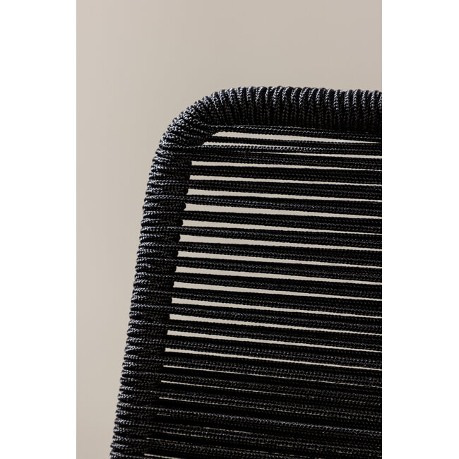 Gartenstuhl Lindos Schwarz – moderner Outdoor-Stuhl mit Rope-Design