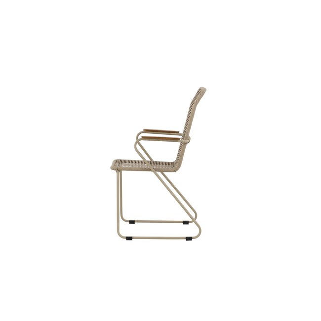 Gartenstuhl Bois Beige – eleganter Outdoor-Stuhl mit Rope-Geflecht und Akazien-Armlehnen