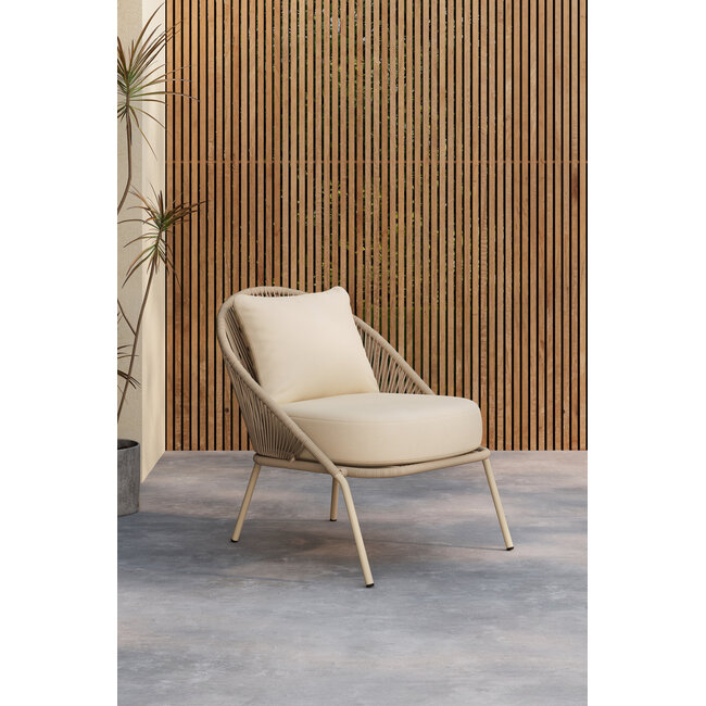 Gartensessel Lindos Beige – moderner Loungesessel für Innen & Außen