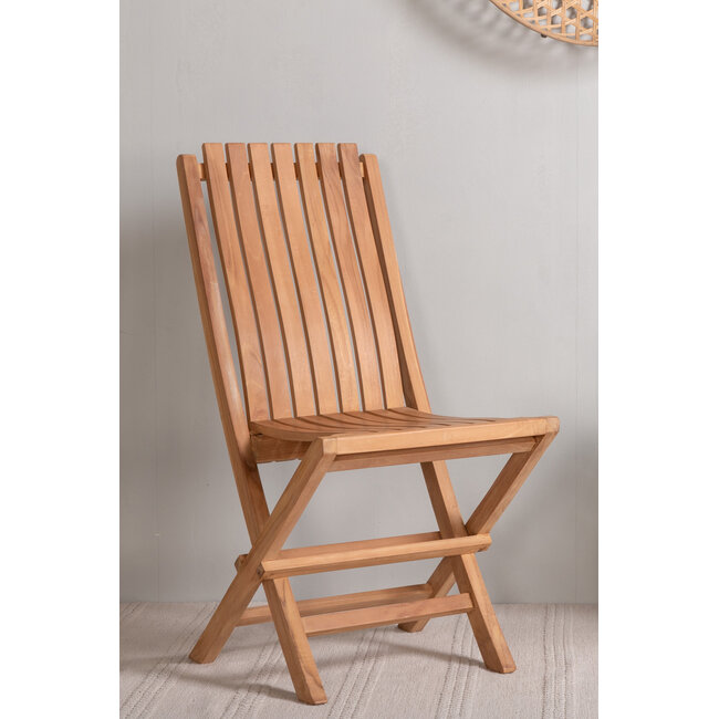 Gartenstuhl Ghana Natur – klassischer Teak-Gartenstuhl im Lamellendesign
