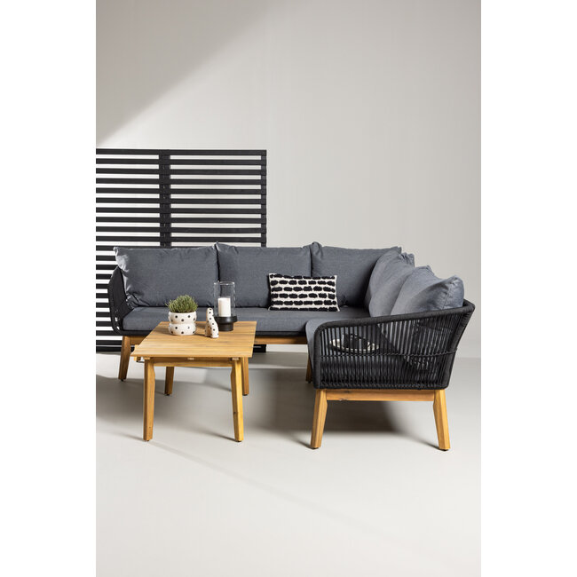Chania Ecksofa-Set in Natur/Schwarz – modernes Outdoor-Ecksofa