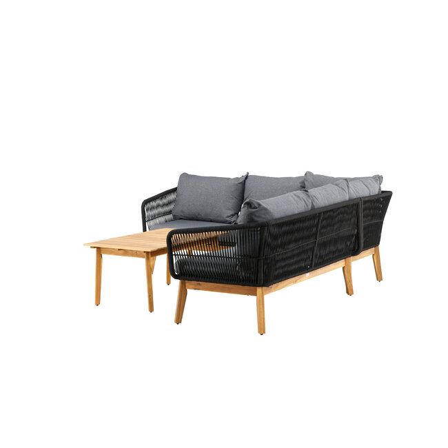 Chania Ecksofa-Set in Natur/Schwarz – modernes Outdoor-Ecksofa