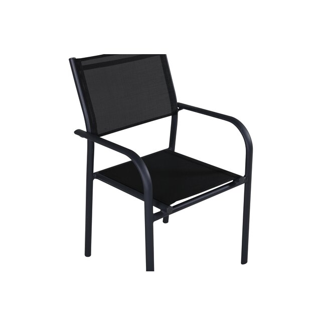 Gartenstuhl Santorini Schwarz – Stapelbarer Outdoor-Stuhl aus Aluminium