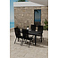 Essgruppe Lavenzo & Giardini Schwarz – Giardini Esstisch 150×85×72 cm (Aluminium, Latten-Design, 5 cm Platte) + Lavenzo Positionssessel 56×59 cm (2er-Pack, klappbar & verstellbar, bis 110 kg)