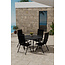 Garten-Essgruppe Giardini Rund & Levanzo Schwarz – Giardini Rundtisch Ø120 cm × H74 cm (Aluminium, 5 cm Platte) + Levanzo Positionssessel 56×59 cm (Stahl & Textilene, Sitzhöhe 41,5 cm, bis 4 Pers.)