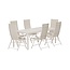 XXL Garten-Essgruppe Giardini und Levanzo Beige – Giardini Esstisch 200×90×72 cm (Latten-Tischplatte, Alu) + Levanzo Positionssessel 59×56 cm (Stahl und Textilene, bis 110 kg, 6–8 Pers.)