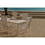 XXL Garten-Essgruppe Giardini und Levanzo Beige – Giardini Esstisch 200×90×72 cm (Latten-Tischplatte, Alu) + Levanzo Positionssessel 59×56 cm (Stahl und Textilene, bis 110 kg, 6–8 Pers.)