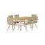 7-teilige Essgruppe Panama & Mexico Beige – Panama Ausziehbarer Esstisch 160–240 cm Teakholz + 6 Mexico Stapelsessel 56×60×91 cm, bis 150 kg, wetterfest