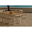 7-teilige Essgruppe Panama & Mexico Beige – Panama Ausziehbarer Esstisch 160–240 cm Teakholz + 6 Mexico Stapelsessel 56×60×91 cm, bis 150 kg, wetterfest
