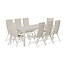 Garten-Essgruppe Levanzo & Levels Beige – Ausziehbare Outdoor-Essgruppe mit verstellbaren Komfortstühlen