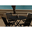 Kenya Garten-Essgruppe Schwarz – Kenya Rundtisch Ø120 cm Teakholz Schwarz/Waterbase + Kenya Klappsessel Teakholz Schwarz/Paint, bis 150 kg, 4 Personen