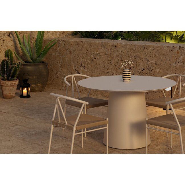 Garten-Essgruppe Alfons & Lanzo Beige – Skandinavische Outdoor-Essgruppe mit natürlichem Charme