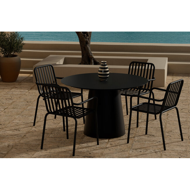 Garten-Essgruppe Peking & Lanzo Schwarz – Moderne Outdoor-Eleganz aus Aluminium