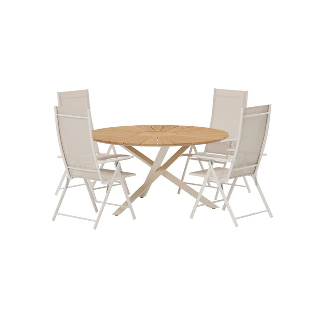 5-teilige Garten-Essgruppe Mexico & Levanzo – Natürliche Eleganz trifft auf Komfort