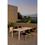 Garten-Essgruppe Lindos & Giardini – Giardini Esstisch 200×90 cm Aluminium Beige + Lindos Dining-Sessel Polyester Rope Schwarz, stapelbar, bis 150 kg