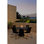5-teilige Garten-Essgruppe Bois & Lanzo Schwarz – Lanzo Runder Esstisch Ø120 cm Aluminium + 4 Bois Dining-Sessel Polyester Rope & Teak-Armlehnen, bis 150 kg