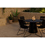 5-teilige Garten-Essgruppe Bois & Lanzo Schwarz – Lanzo Runder Esstisch Ø120 cm Aluminium + 4 Bois Dining-Sessel Polyester Rope & Teak-Armlehnen, bis 150 kg