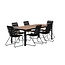7-teilige Garten-Essgruppe Bois – Bois Esstisch 205×90 cm Massiv-Akazienholz + 6 Bois Dining-Sessel Polyester Rope & Teak-Armlehnen, Skandinavisches Design, bis 150 kg