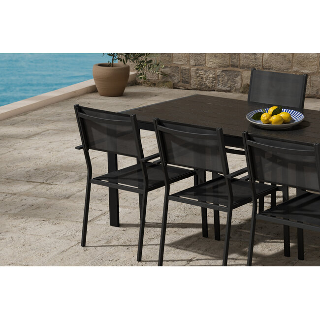 7-tlg. Garten-Essgruppe Break & Copacabana – Skandinavische Eleganz in Tiefschwarz