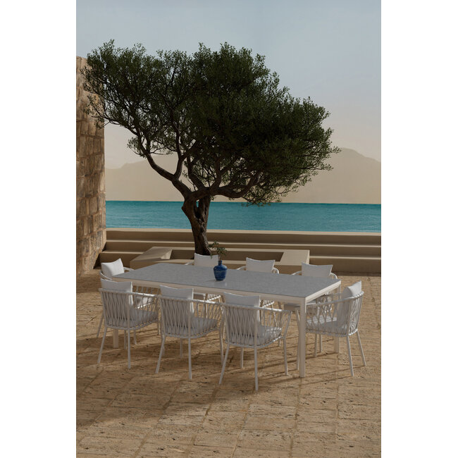 Garten-Essgruppe Lino & Linos – Mediterrane Eleganz in Beige & Weiß