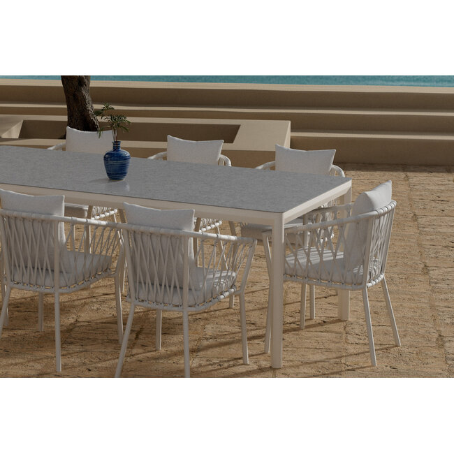 Garten-Essgruppe Lino & Linos – Mediterrane Eleganz in Beige & Weiß