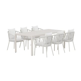 Venture Home Giardini & Linos Dining Set – Outdoor-Essgruppe in Beige & Weiß mit modernem Design