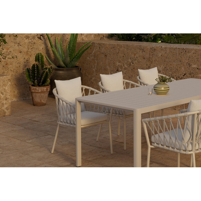 Giardini & Linos Dining Set – Outdoor-Essgruppe in Beige & Weiß mit modernem Design