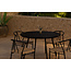 5-teilige Garten-Essgruppe San Vito & Alfons Schwarz – San Vito Rundtisch Ø120 cm Polywood Schwarz + 4 Alfons Stapelsessel Rattan-Optik