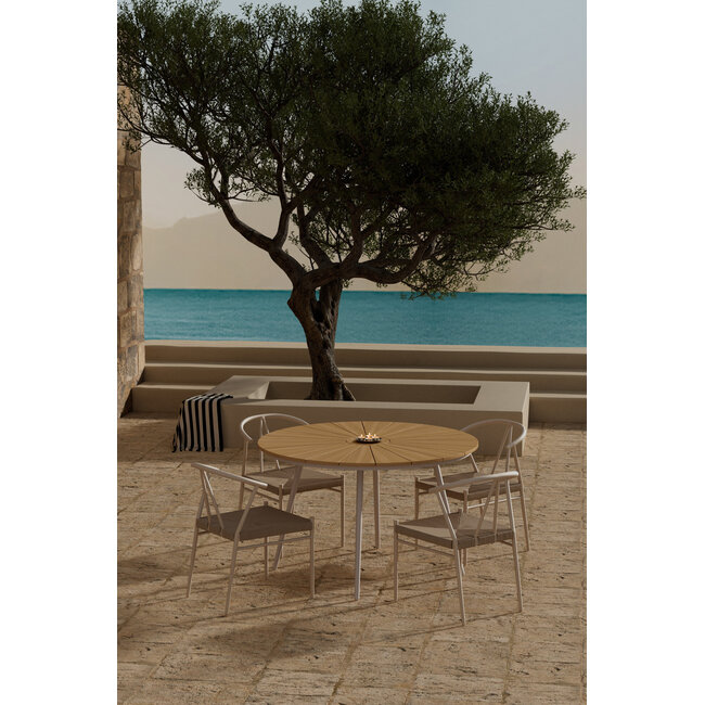 5-teilige Garten-Essgruppe San Vito & Alfons – Skandinavische Leichtigkeit in Beige