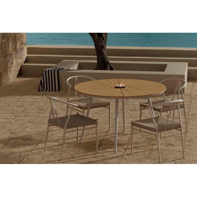 5-teilige Garten-Essgruppe San Vito & Alfons – Skandinavische Leichtigkeit in Beige