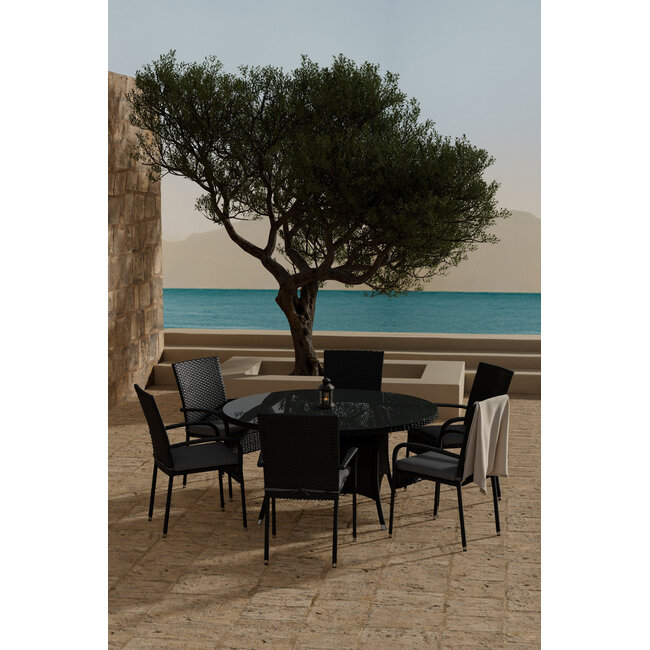 7-tlg. Garten-Essgruppe Volta & Anna – Stilvolle Geselligkeit in Schwarz