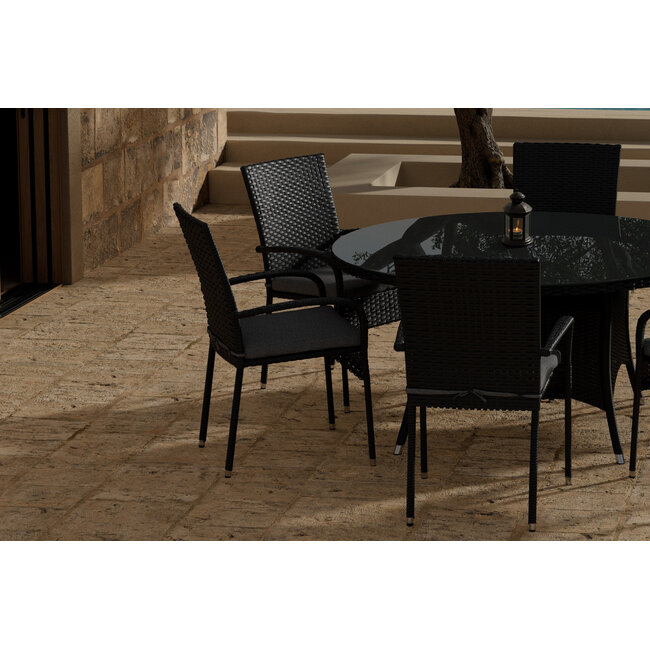 7-tlg. Garten-Essgruppe Volta & Anna – Stilvolle Geselligkeit in Schwarz