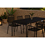 7-teilige Garten-Essgruppe Borneo & Peking – Borneo Esstisch 200×100 cm Anthrazit + 6 Peking Stapelsessel Matt-Schwarz, Aluminium, bis 120 kg