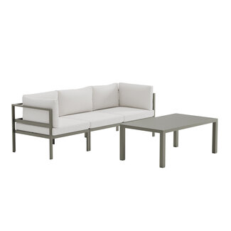 Venture Home Lounge-Set Copacabana Braun/Weiß – Aluminium & Bouclé-Polster, Sofa + Sessel + Tisch