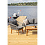 5-tlg. Garten Lounge-Set Chania Natur/Dunkelgrau – Sofa, 2 Sessel & Couchtisch, Rope-Geflecht Hellgrau, Akazienholz & Aluminium