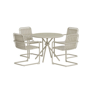 Venture Home 5-tlg. Garten-Essgruppe Chios Beige – Rundtisch Ø90 cm + 4 Polypropylen-Stühle
