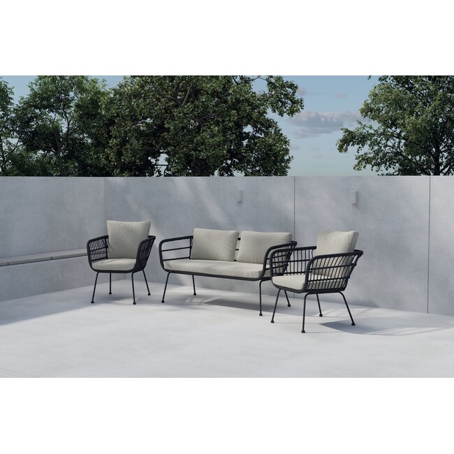 3-tlg. Isola Lounge-Set – Luxuriöse Entspannung in elegantem Schwarz