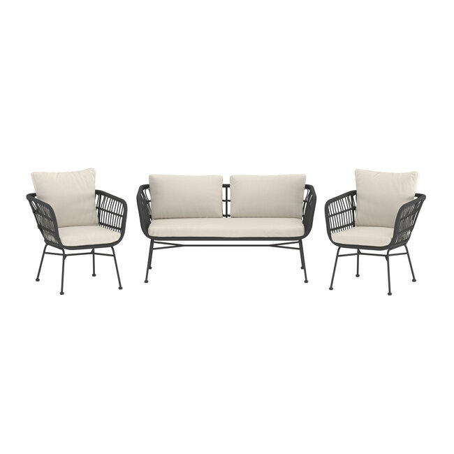 3-tlg. Isola Lounge-Set – Luxuriöse Entspannung in elegantem Schwarz