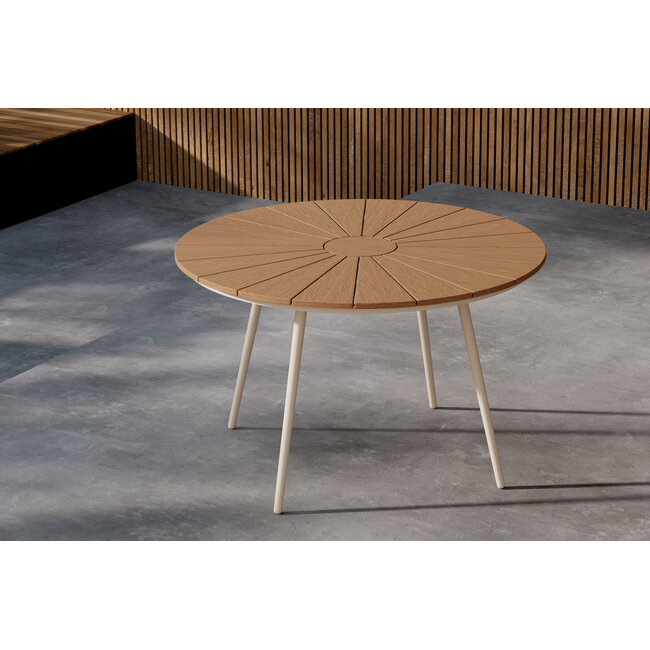 5-teilige Garten-Essgruppe San Vito & Alfons – Skandinavische Leichtigkeit in Beige