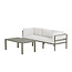 Outdoor Lounge-Set Copacabana Braun/Weiß – 2-Sitzer Sofa, Sessel & Tisch 120×70 cm aus Aluminium mit weißen Bouclé-Polstern
