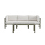 Outdoor Lounge-Set Copacabana Braun/Weiß – 2-Sitzer Sofa, Sessel & Tisch 120×70 cm aus Aluminium mit weißen Bouclé-Polstern