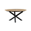 5-teilige Garten-Essgruppe Mexico & Bois – Mexico Rundtisch Ø140 cm Teakholz + 4 Bois Dining-Sessel Polyester Rope & Teak-Armlehnen, stapelbar, bis 150 kg