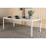 7-teilige Garten-Essgruppe Break & Levanzo – Break Esstisch 205×90 cm Aintwood Weiß + 6 Levanzo Positionsstühle Textilene Beige, verstellbar & klappbar, bis 110 kg