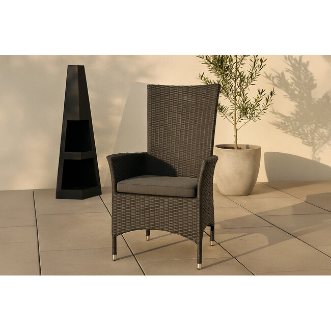 Gartenstuhl Padova Schwarz/Grau 2er-Set – Rattan Relax-Stuhl 62×67×114 cm verstellbar, 160 kg