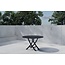 Kenya Garten-Essgruppe Schwarz – Kenya Rundtisch Ø120 cm Teakholz Schwarz/Waterbase + Kenya Klappsessel Teakholz Schwarz/Paint, bis 150 kg, 4 Personen