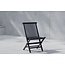 Kenya Garten-Essgruppe Schwarz – Kenya Rundtisch Ø120 cm Teakholz Schwarz/Waterbase + Kenya Klappsessel Teakholz Schwarz/Paint, bis 150 kg, 4 Personen