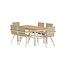 7-teilige Essgruppe Panama & Mexico Beige – Panama Ausziehbarer Esstisch 160–240 cm Teakholz + 6 Mexico Stapelsessel 56×60×91 cm, bis 150 kg, wetterfest