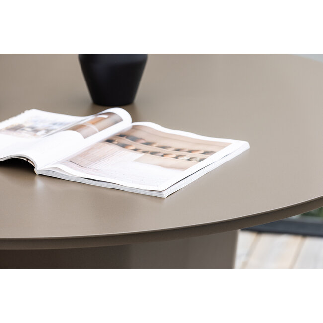 Esstisch Santa Fe Braun – Runder Outdoor-Esstisch aus Aluminium, Ø 120 cm, wetterfest, für Terrasse und Garten