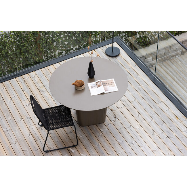 Esstisch Santa Fe Braun – Runder Outdoor-Esstisch aus Aluminium, Ø 120 cm, wetterfest, für Terrasse und Garten